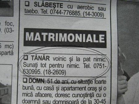 Anunțuri matrimoniale casual