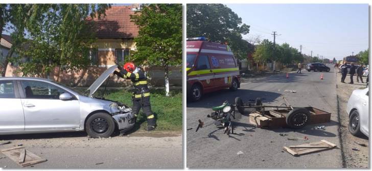 Coliziune intre autoturism si utilaj agricol la Timisoara. Persoane ranite. Coliziune intre autoturism si utilaj agricol la Timisoara. Persoane ranite.