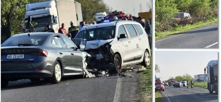 Accident cu 4 masini in zona Timisoarei. Persoane ranite. Imagine