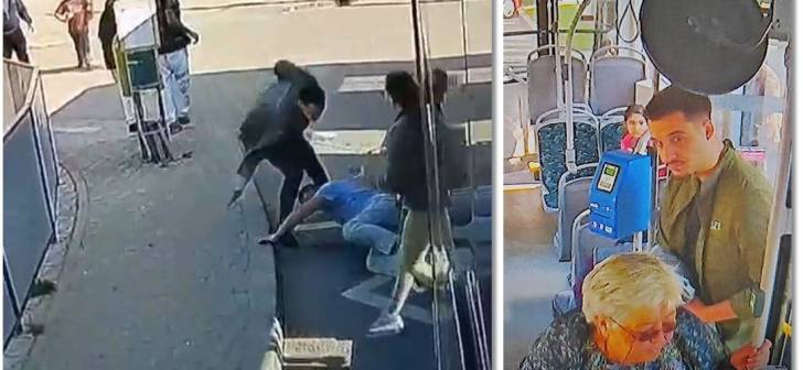 Tinarul care a atacat un sofer de autobuz, gasit de politie, filmat.