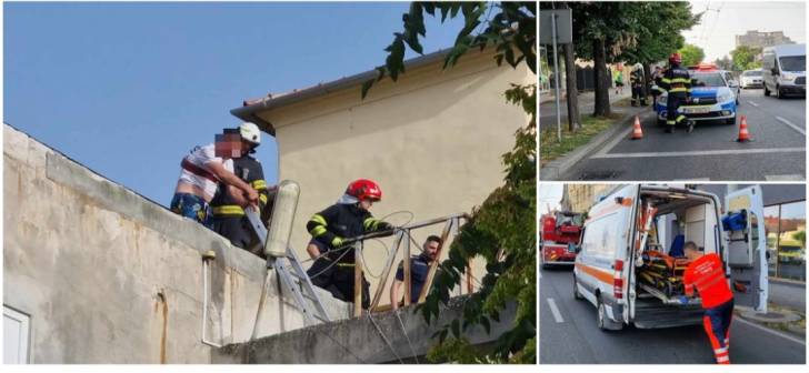 Barbat evadat de la psihiatrie, ameninta ca sare de pe acoperis Barbat evadat de la psihiatrie, ameninta ca sare de pe acoperis