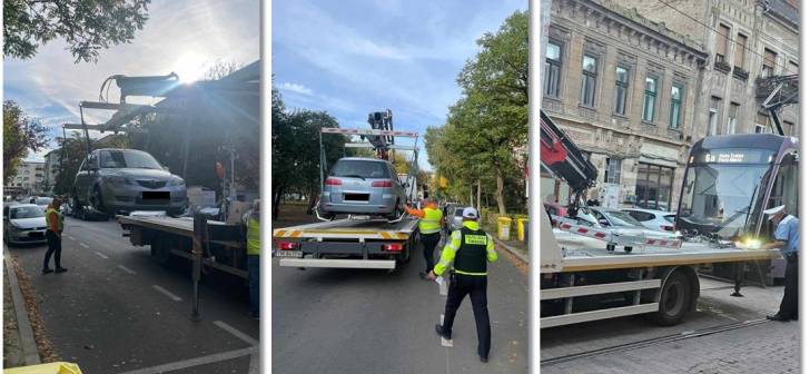 Soferii amendati pentru parcarea neregulamentara in Timisoara, peste 1500 masini ridicate