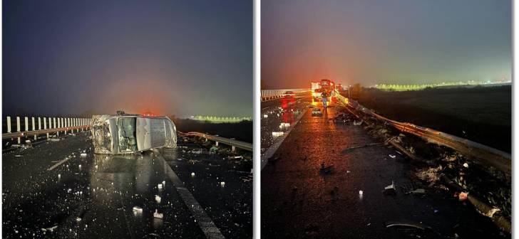Accident grav pe Autostrada Vestului: camion și dubiță s-au ciocnit, mai mulți răniți. Foto Accident grav pe Autostrada Vestului: camion și dubiță s-au ciocnit, mai mulți răniți. Foto