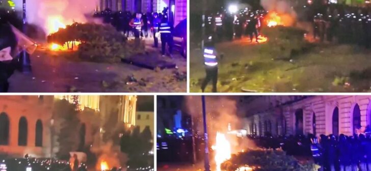 Revoltă în București după respingerea candidaturii lui Calin Georgescu: Protestatari aruncă cu pietre.
