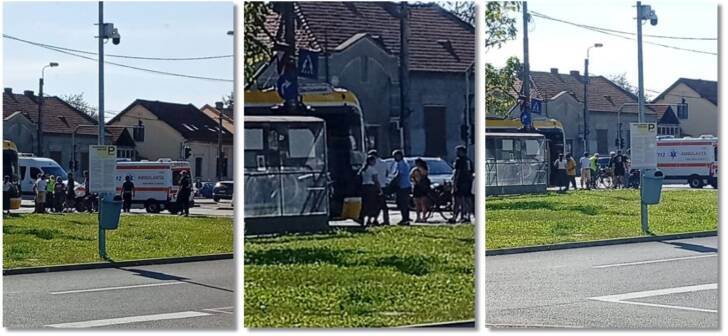 Accident în Timișoara: tramvai Bozankaya și mașina unei șoferițe s-au ciocnit