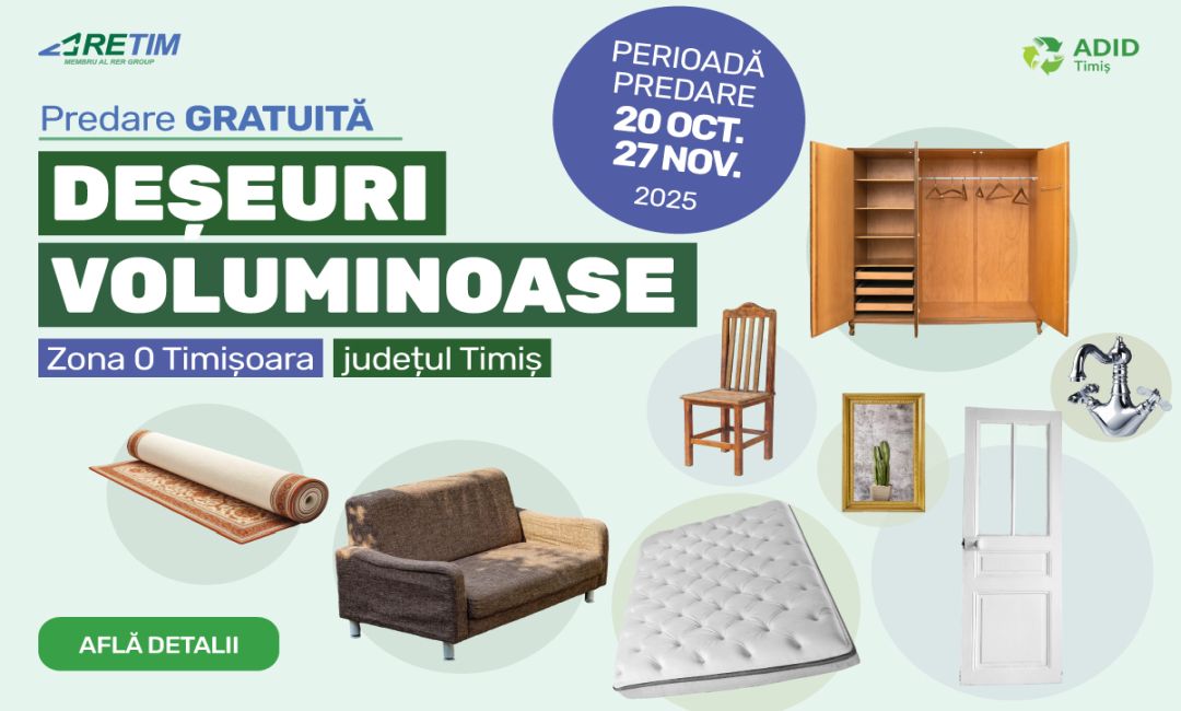Colectare deșeuri voluminoase în Zona 0 Ghizela, campanie trimestrială RETIM & ADID Timiș
