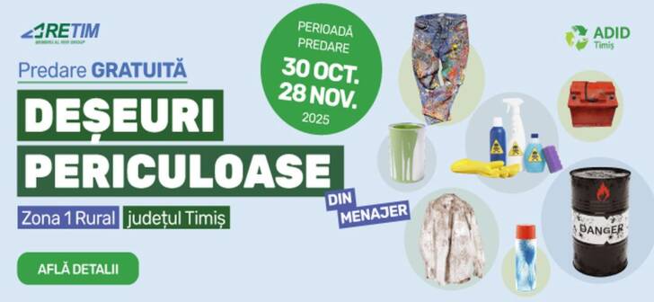 Colectare de deșeuri periculoase în Timiș: află unde și când poți participa!